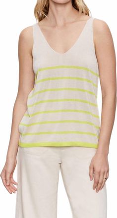 Sanctuary V-Neck Knitwear Tank In Muslin Desert Lime Stripe
