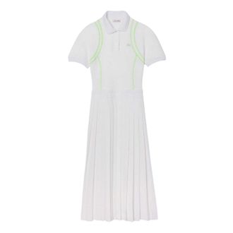 Lacoste Dames Pliss&eacute; Polo Jurk (Wit)