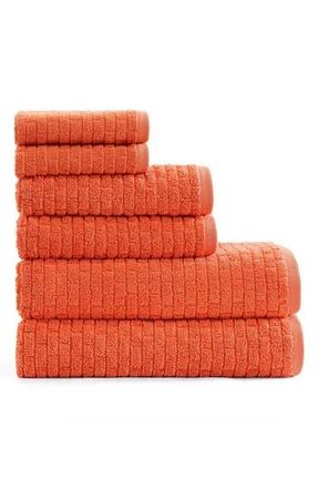 Tommy Hilfiger Brick Texture Terry 6-Piece Towel Set in Bright Orange at Nordstrom Rack