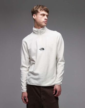 The North Face Glacier - con logo ricamato e zip corta bianco sporco