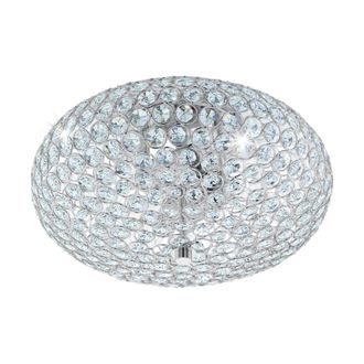 Loops Flush Ceiling Light Colour Chrome Plated Shade Clear Crystal Bulb E27 2x60W