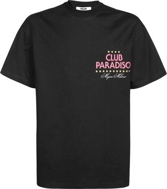 Msgm Bedrukt katoenen T-shirt - Heren - T-shirts - Zwart - M - Katoen - Tops