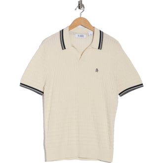 Original Penguin Cotton Grid Knit Polo in Birch at Nordstrom Rack, Size Xx-Large