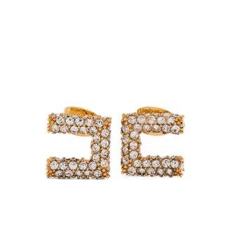 Elisabetta Franchi Square-frame Crystal-embellishment Earrings