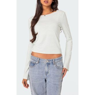 Edikted Maddison Long Sleeve Crop T-Shirt in Light-Blue at Nordstrom, Size X-Small
