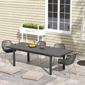 OUTSUNNY Extending Garden Table Outdoor for 6-8 People, Aluminium Frame in Charcoal