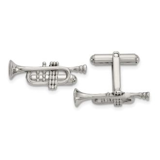 Diamond2Deal Stainless Steel Polished Trumpet Cufflinks