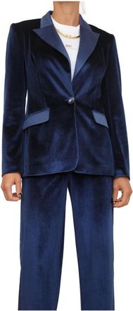 Fracomina Blauwe Regular Jacket Polyester Elastaan - Dames - Blazers - Blauw - M - Polyester - Jassen