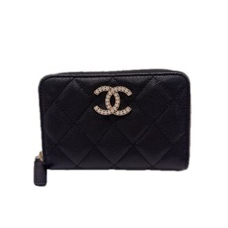 Chanel Matelasse Black Grained Calfskin Coin Purse/Coin Case (Pre-Owned)