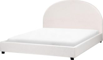 Beliani Cama matrimonial de tejido blanco 160x200