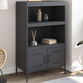 Berkfield Home Highboard Anthracite 68x39x113 cm Steel in Brown | Size: 68 x 39 x 113 cm