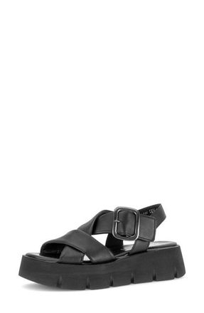 Gabor Ankle Strap Platform Sandal in Black at Nordstrom, Size 6.5Us