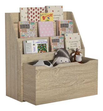 VCM Estante De Madera Vcm Con Caj&oacute;n De Rodillos Estante Para Ni&ntilde;os Ahorrador De Espacio Dimensiones: Al. 80 X An. 73 X P. 30 Cm Estante Elegante De Pie Ca