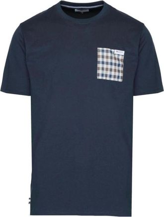Aquascutum Katoenen Heren T-Shirt Lente/Zomer Collectie - Heren - T-shirts - Blauw - L - Katoen - Tops