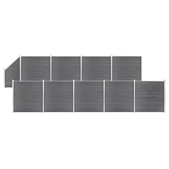 vidaXL Vidaxl - Pannelli Recinzione Wpc 9 Quadrati 1 Inclinato 1657x186cm Grigi