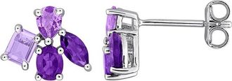 Rina Limor Silver 1.34 Ct. Tw. Amethyst Africa, Rose De France Floral Drop Earrings