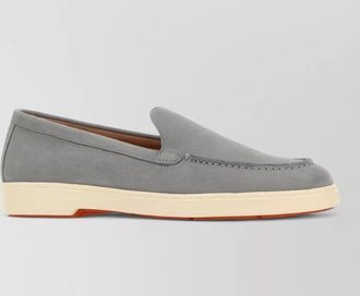 Santoni yalta suede loafers round toe contrast sole