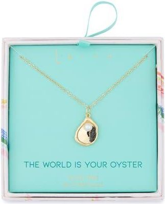 Leith Oyster Shell Faux Pearl Pendant Necklace in Grey- White- Gold at Nordstrom Rack
