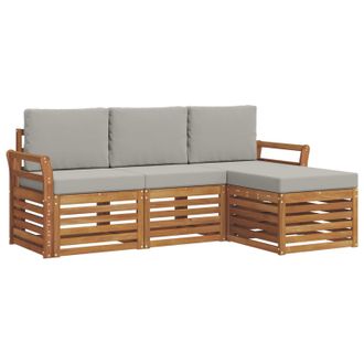 vidaXL Vidaxl Set Di Divani Da Esterno 4 Pz Grigio Naturale E Chiaro