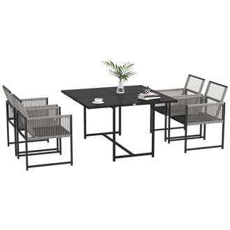 OUTSUNNY 5 Pieces Patio Dining Set With Foldable Back - Light Grey - Light Grey | TJ Hughes