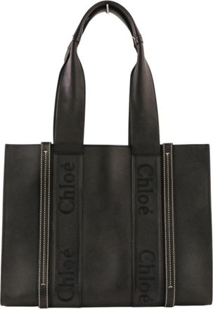 Chlo&eacute; Black Leather Handbag Tote Bag (Pre-Owned)