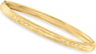 Canaria Canaria 10kt Yellow Gold Leaf-Pattern Bangle Bracelet