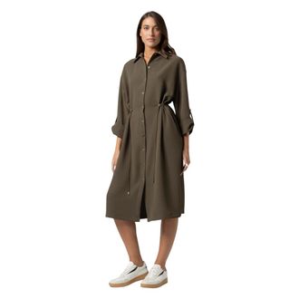 Kocca Kleedjes, Dames, Groen, XS, Leer, Casual button-up jurk met driekwart mouwen