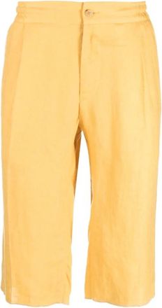 Kiton Citroengele linnen shorts - Heren - Korte Broeken - Geel - XL - Linnen - Korte Broeken