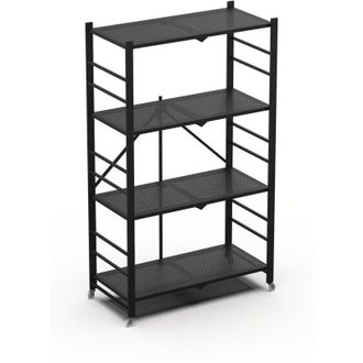 Dmora Scaffali Soprana, Ruote, 4 Ripiani, Peso Supportato 40 kg, 71x38x121h cm Nero
