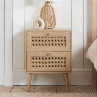 Birlea Croxley 2 Drawer Rattan Bedside in Natural