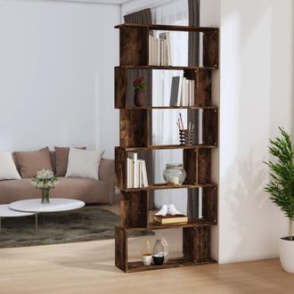 Berkfield Home Book Cabinet/Room Divider Smoked Oak 80x24x192 cm Engineered Wood in Brown | Size: 80 x 24 x 192 cm