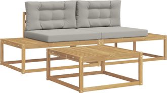 vidaXL Conjunto De Sof&aacute;s De Exterior 3 Uds. 2 Plaza Poli&eacute;ster Blanco Vidaxl