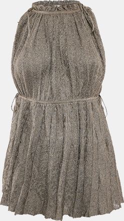 M Missoni Green Lurex Knit Pleat Detail Sleeveless Top