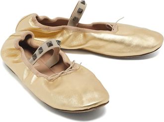 Valentino Garavani Ballerine Rockstud con fiocco - Oro