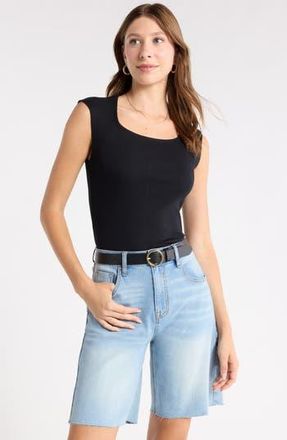 Melrose and Market Square Neck Top in Black at Nordstrom Rack, Size X-Large