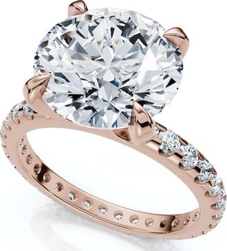 Pompeii3 Certified 3 1/2Ct Eternity Diamond Engagement Ring 14k Gold/Platinum Lab Grown