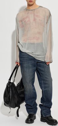 Diesel T-shirt T-DOUBLEX-LS, Mens, Grey