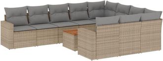vidaXL Set De Sof&aacute;s De Jard&iacute;n 11pzas Con Cojines Rat&aacute;n Sint&eacute;tico Beige Vidaxl