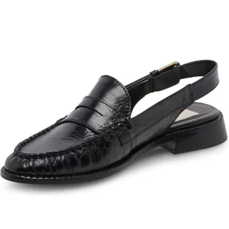 Dolce Vita Hardi Loafer Womens Black Navy Patent Leather Slingback HTAT1652