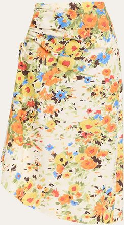 A.L.C. Naomi Floral Draped Midi Skirt