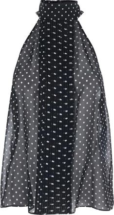 Tom Ford Tops, Dames, Zwart, S, Polka Dot Zijden Georgette Halter Lavalli&egrave;re Top