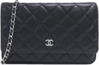 Chanel Black Leather Chain/Shoulder Wallet (Pre-Owned)