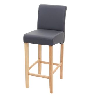 Hhg Nunca Usado] Taburete De Bar Hhg 525, Taburete De Bar Taburete De Mostrador, Madera Certificada Mvg, Gris Mate, Patas Claras, Imitaci&oacute;n De Cuero