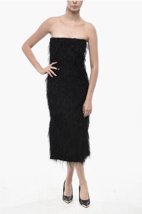 Ferragamo Eyelash-Fabric Strapless Sheath Dress size 38