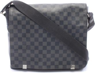 Louis Vuitton Black Coated Canvas Leather Handbag Shoulder Bag (Pre-Owned)