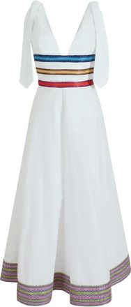 Rosie Assoulin Abito midi Tie Another Day a righe - Bianco