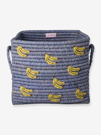 Rice Eckiger Bastkorb LOVE mit Griffen rice blau