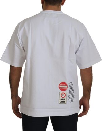 Dolce & Gabbana Mens White Amor Heart Cotton Crewneck T-Shirt