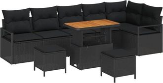 vidaXL Garden Sofa Set with Cushion with Storage 9 pcs Black vidaXL