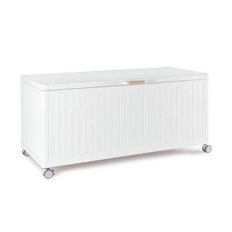Konte Design Ba&uacute;l de jard&iacute;n de aluminio blanco, con ruedas y asa